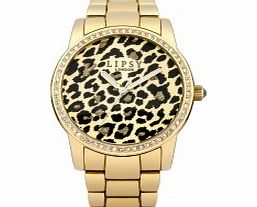 Lipsy Ladies Leopard Print Gold Bracelet Watch