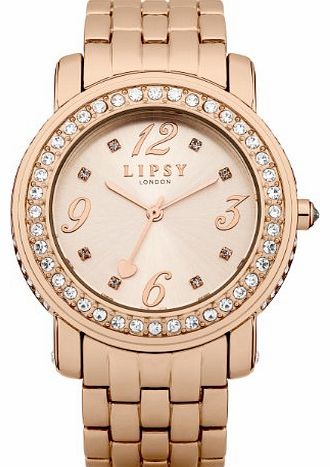 Lipsy Womens Quartz Watch with Rose Gold Dial Analogue Display and Rose Gold Bracelet LP187
