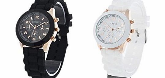 Liroyal Fashion Silicone Golden Crystal Stone Quartz Ladies Jelly Wrist Watch Black