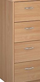 Lite BiMi Ready Built 4 Draw Lockable Filing Cabinet in Beech