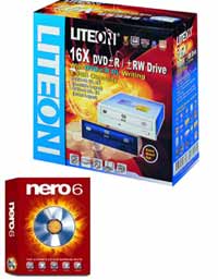 Liteon 16X DVD /-R / DVD /-RW Drive Plus FREE Nero 6
