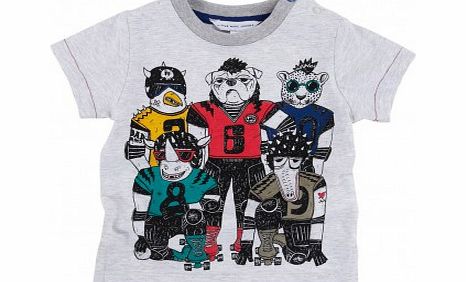 Little Marc Jacobs American Football animals T-Shirt Heather grey