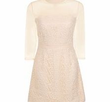 Cream lace overlay shift dress
