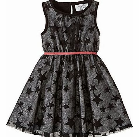 Girls Little Eona Dress Starred Dress, Black (Black Black), 6 Years (Manufacturer size: 5/6)