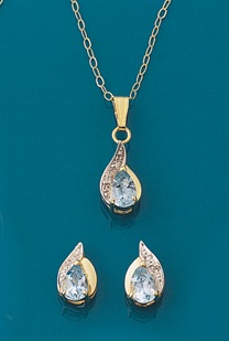 blue topaz and diamond-set pendant