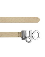 Liu Jo Logo Buckle Ivory Reptile Stamped Leather Belt
