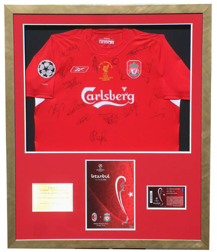 Liverpool 2005 European Cup signed and framed presentation