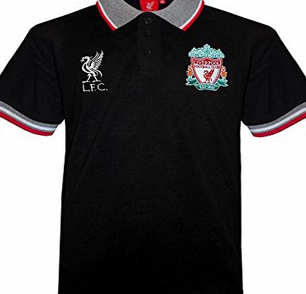Liverpool F.C. Liverpool FC Official Football Gift Boys Crest Polo Shirt Black 7-8 Years SB