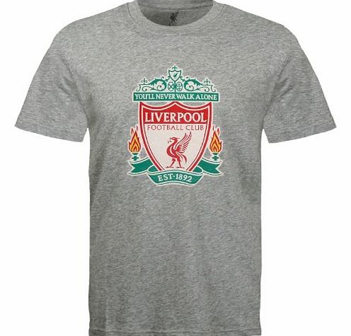 Liverpool F.C. Liverpool FC Official Football Gift Kids Crest T-Shirt Grey 6-7 Years