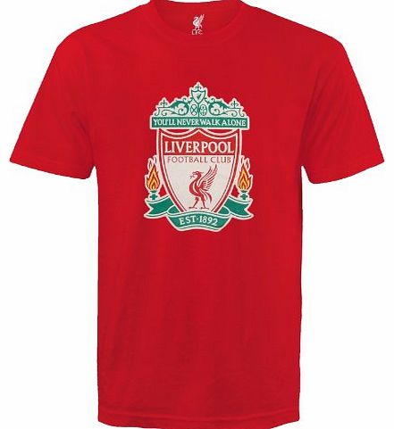 Liverpool FC Official Football Gift Kids Crest T-Shirt Red 8-9 Years