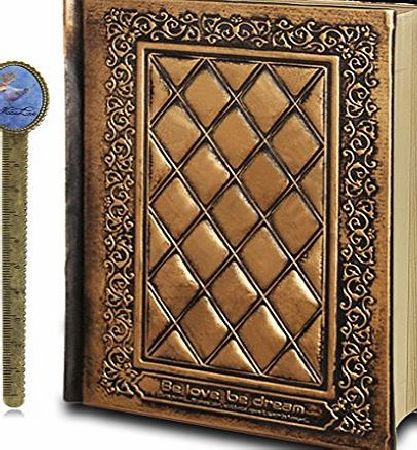 Liying Vintage Embossed Leather Hardcover Notebook Personal Diary Bronze Plain Blank Travel Writing Journal SketchbooK Scrapbook Drawing Diary