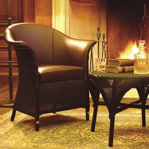 The Original Lloyd Loom - Burghley Leather Armchair