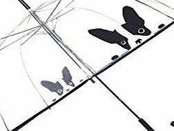 LMDP Umbrella - Automatic Clear Dome See Through Transparent Birdcage Dog Stick Umbrella for Women and Kids