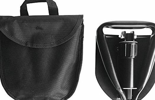 Lmeno Tri-fold Folding Shovel amp; Pick Spade Camping Emergency Survival Hoe with Carrying Bag Military Crowbar Rescue Equipment Outdoor Hiking Gardening Tool Medium Size Multifunction 2 Colors- Blac