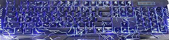 LMTECH USB Wired Gaming Keyboard USB Wired LED 3 Color (Red Blue Purple) Backlit Gaming Keyboard with Crack Pattern for Laptop Desktop Computer Gamers