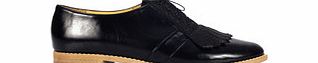 LOFT37 Black leather fringed lace-up shoes