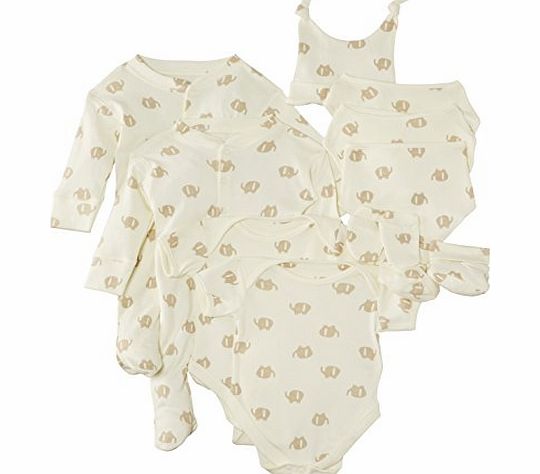 Unisex Baby 10 PC Starter Set Animal Print Clothing Set, Beige (Cream), Newborn