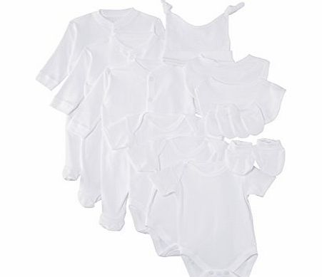 Unisex Baby 12 PC Starter Set Clothing Set, White, Newborn