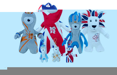 London 2012 4 Soft Toys and 3 Keyrings Mascot