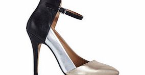 London Rebel Precious silver-tone and black heels