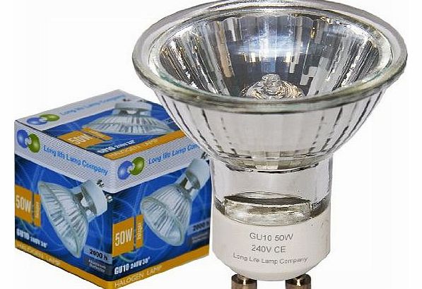 Long Life Lamp Company GU10 50 Watt Halogen TOP Brand Lamp Light Bulb (Pack of 10)