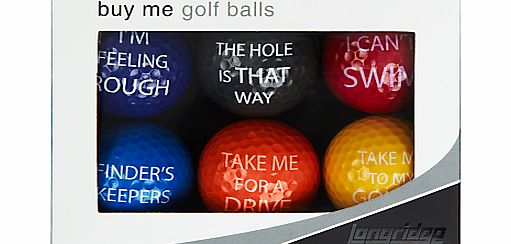 Longridge Buy Me Golf Balls, Pack of 6