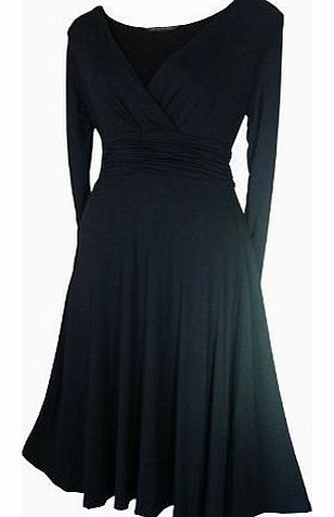 BLACK EVENING/FORMAL/PARTY/COCKTAIL DRESS WITH 3/4 LENGTH SLEEVES **GUARANTEED NEXT DAY DELIVERY AVAILABLE UP TO 3 PM** (14)