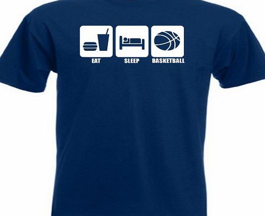 Eat sleep basketball T-shirt 392 - Navy - Small