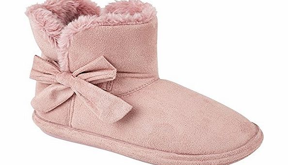 Lora Dora FUR LINED WOMENS SLIPPERS BOOTS FAUX SUEDE SOFT WINTER LADIES BOOTIES BABY PINK SIZES 5
