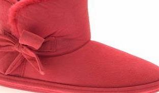 FUR LINED WOMENS SLIPPERS BOOTS FAUX SUEDE SOFT WINTER LADIES BOOTIES FUCHSIA PINK SIZE 5
