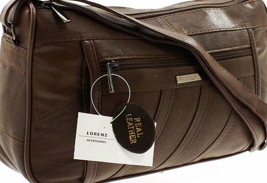 Lorenz WOMENS DESIGNER GENUINE REAL LEATHER SHOULDER CROSS BODY HAND BAG BROWN