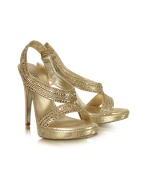 Gold Swarovski Crystal Evening Sandal Shoes