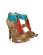 Loriblu Multicolor Stamped Leather Tassel Sandal Shoes