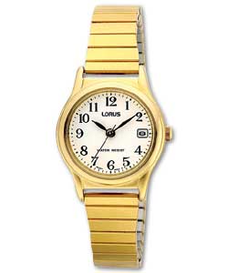 Ladies Gold Plated Expandable Bracelet Watch