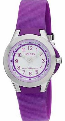 Ladies Purple Analogue Strap Watch