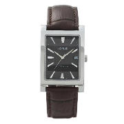 MENS BROWN LEATHER STRAP WATCH
