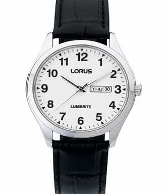 Lorus Mens Lumibrite Black Strap Watch