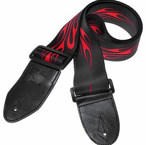 Lotmusic New Red Flame Adjustable Guitar Bass Strap Leather Head Acoustic Electric Classical