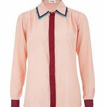 Louche Trinity pink collar contrast blouse