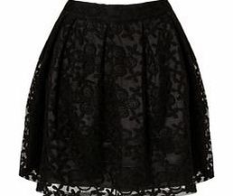 Virginia black lace pleat full skirt