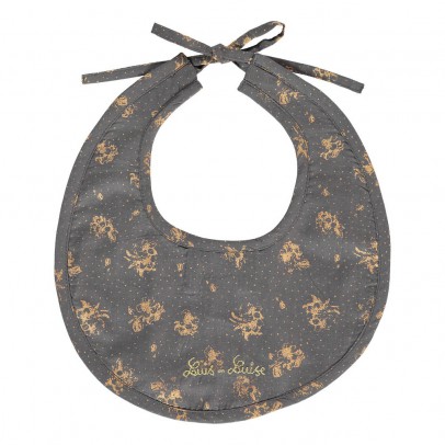 Louis Louise Gold Flowers Bib Charcoal grey `One size