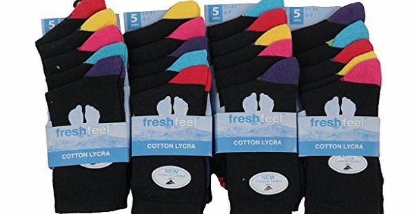 Louise23 5pairs Boys Black School Socks Designer Heel Toe Foot Multi Colour Design Cotton Blend Socks UK Shoe