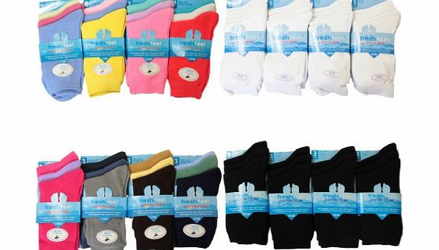 Louise23 6pairs Ladies Cotton Lycra Blend Formal Everyday Wear Soft Smooth Socks 4-7 Shoe Size Pastel