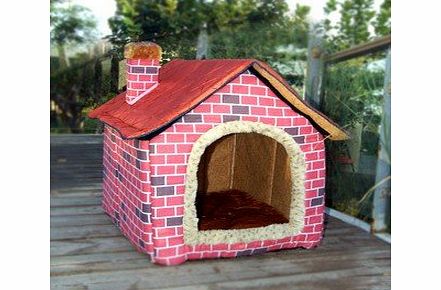 Lovabledog Brick Wall Style Pet House Large/Dog Bed Large S/M/L Pink (S(46*36*40cm))