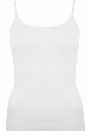 Ladies Vests Tops Womens Summer Vests Plain Strappy Camisole Viscose Cami Exclusively By Love Lola Non Iron (10, White)