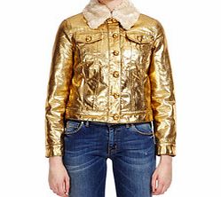 Gold shiny aviator-style jacket