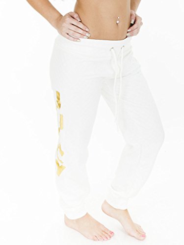 Juicy Word Print Fleece Quilted Bottoms Trouser Joggers - White - Size S M L 8 10 12