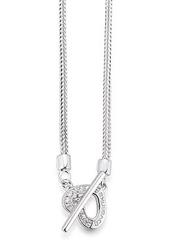 Silver 45cm T Bar Heart Clasp Necklace