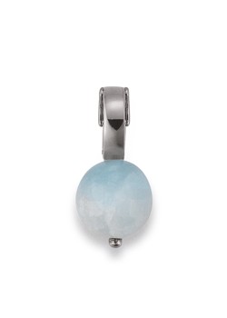 Silver Click Link With Aquamarine Bead