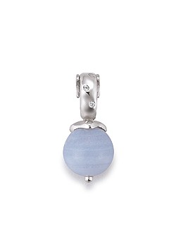 Silver Click Link With Pale Blue Bead